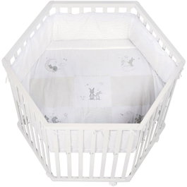 Roba Parc hexagonal FOX & BUNNY Blanc laqué