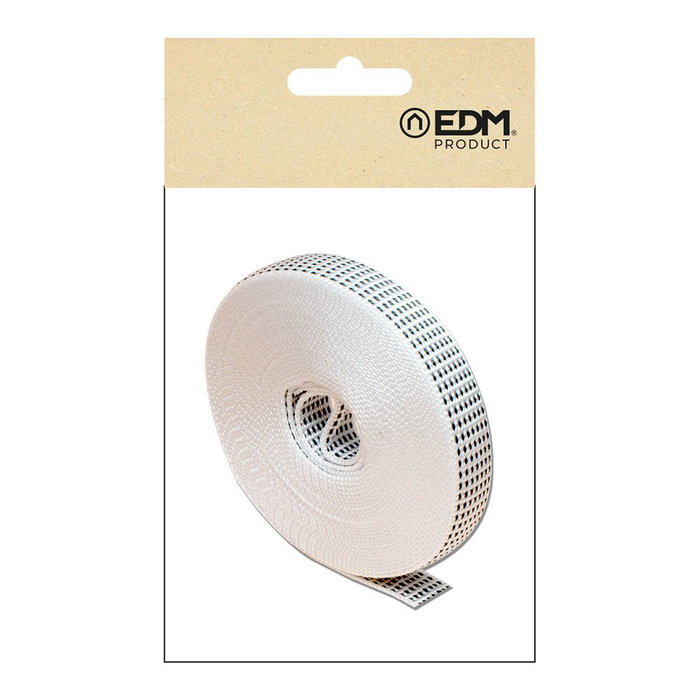 Edm Ruban de store PR26 blanc avec motif noir 18 mm x 6 m en polypropylène