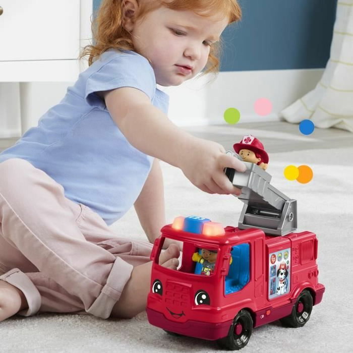 Fisher-Price Little People Camion de pompiers trilingue avec sons et lumières, Rouge