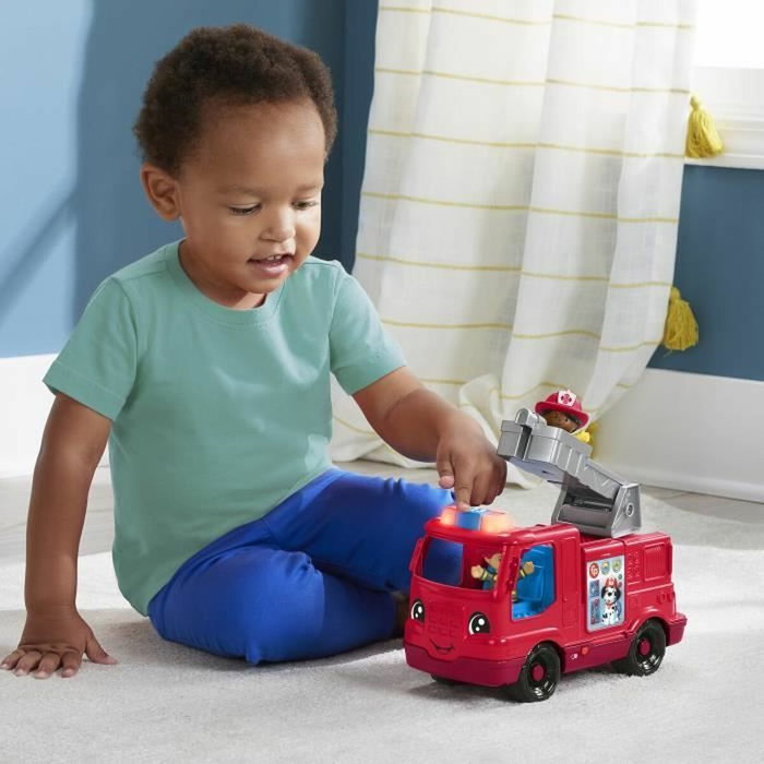 Fisher-Price Little People Camion de pompiers trilingue avec sons et lumières, Rouge
