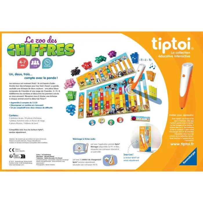 Ravensburger tiptoi 00189 - Jeu éducatif électronique sans écran Le Zoo des Chiffres, Version française, À partir de 4 ans