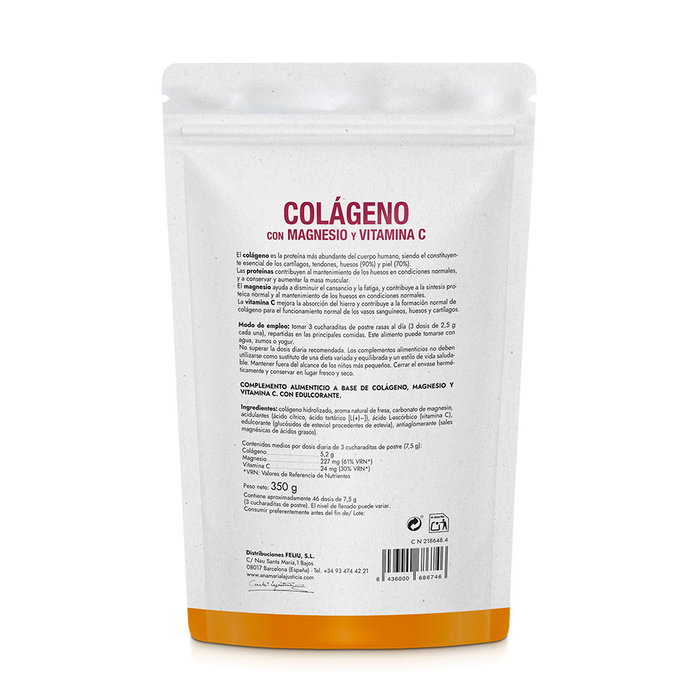 Ana Maria Lajusticia - Collagène + Magnésium + Vitamine C en poudre - Saveur Fraise - 350 g