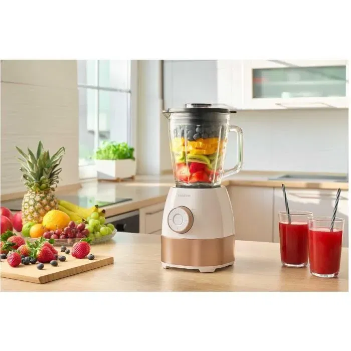 Sencor SBL 5870GD Blender Mixeur 1800 W - Récipient Verre 1,5 L - 6 Lames Titane - 4 Programmes Préréglés et Pulse - Blanc Doré Sencor SBL 5870GD Blender Mixeur 1800 W - Récipient Verre 1,5 L - 6 Lames Titane - 4 Programmes Préréglés et Pulse - Blanc Doré