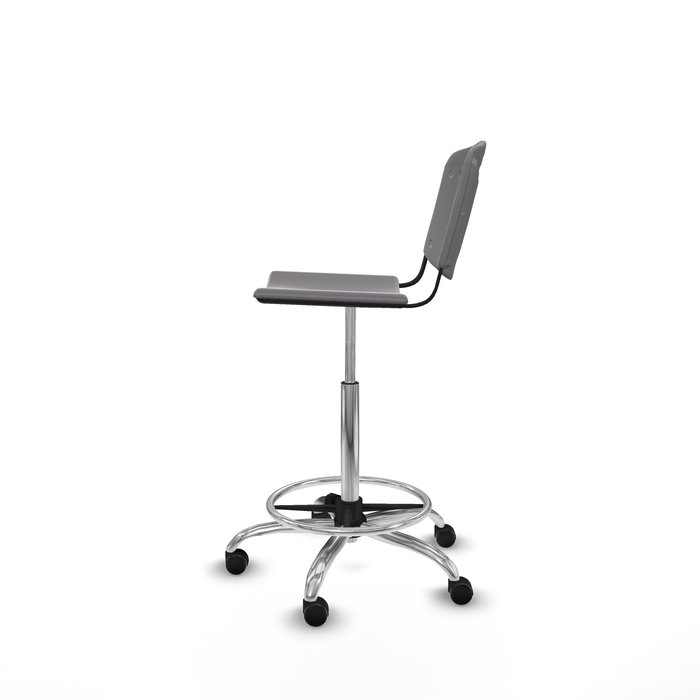 Tabouret Taburete Robledo Pivotant Chlorure de polyvinyle Gris clair Structure chromée Sans accoudoirs Sans appui-tête Roulettes autofreinées