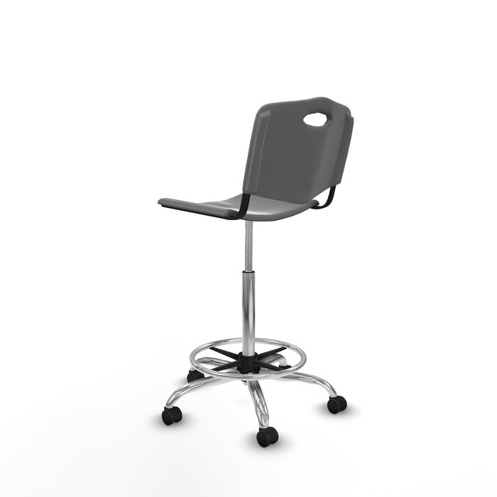 Tabouret Taburete Robledo Pivotant Chlorure de polyvinyle Gris clair Structure chromée Sans accoudoirs Sans appui-tête Roulettes autofreinées
