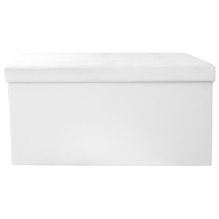 Home Deco Factory Pouf coffre pliable blanc Home Deco Factory Pouf coffre pliable blanc