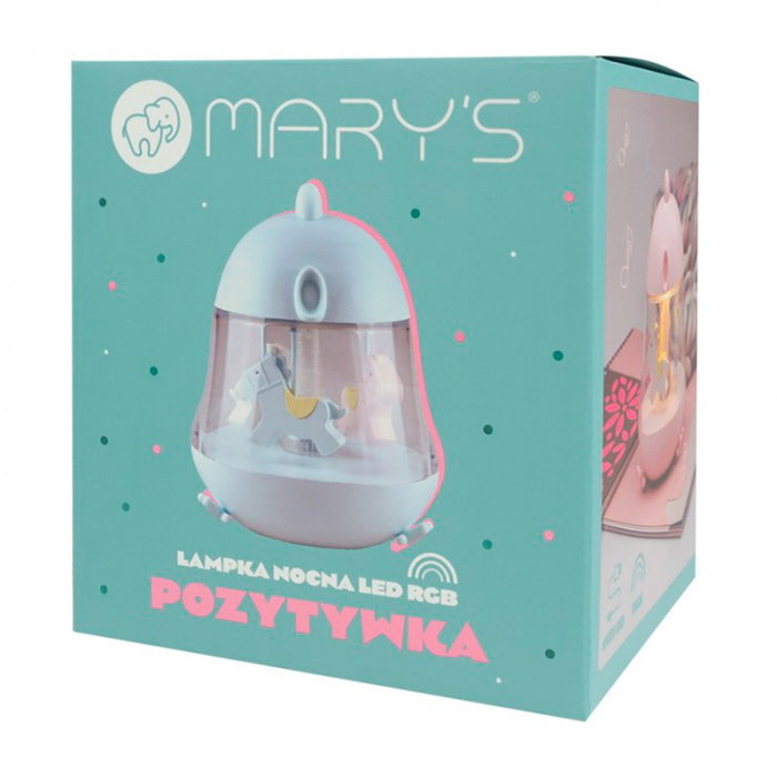 Mary´S Lámpara nocturna led rgb rechargeable Carrusel azul avec boîte à musique