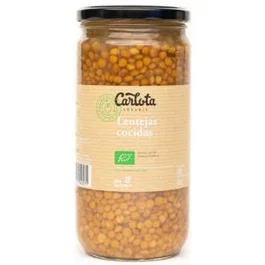 CARLOTA ORGANIC Lentilles cuites bio, 720 g - Sans additifs ni gluten