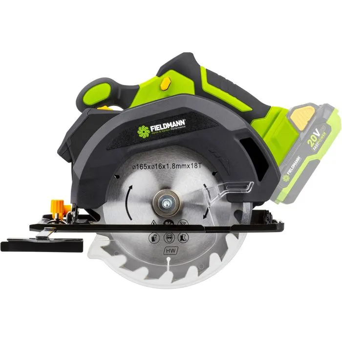 Fieldmann Scie circulaire sans fil 20V 165mm avec guidage laser - Batterie et chargeur non inclus