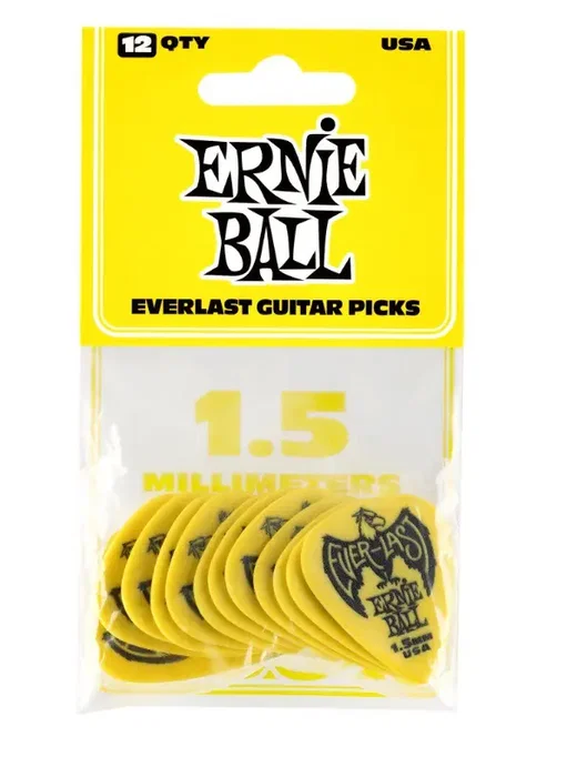 ERNIE BALL Médiators Everlast Jaune 1,5 mm - 12 unités
