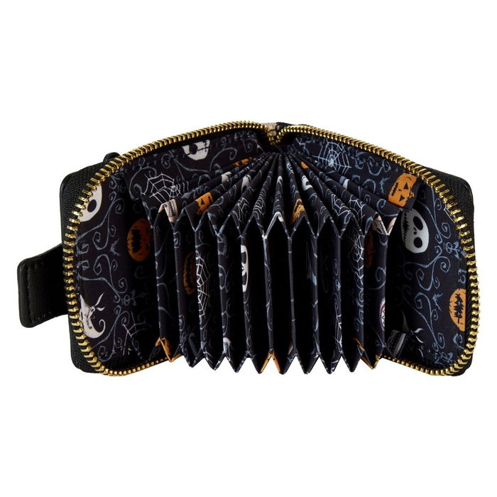 Loungefly Portefeuille Lenticulaire Disney L'Étrange Noël de Monsieur Jack, 6.87x10.62 cm, Pliant en Cuir Vegan PU, Fermeture Éclair Dorée