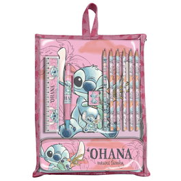 KIDS LICENSING - Set de Papeterie Stitch Disney - 22.5x30x2 cm - Inclut Règle, Stylo, Gomme, Crayons de Couleur, Étui