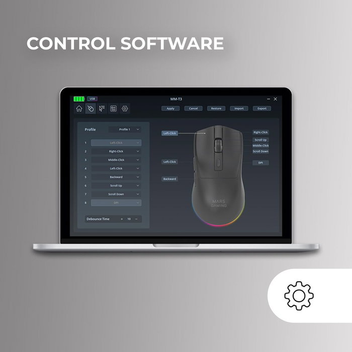 Souris Mars Gaming MMT3W Blanc Noir