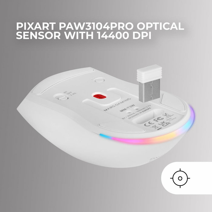 Souris Mars Gaming MMT3W Blanc Noir