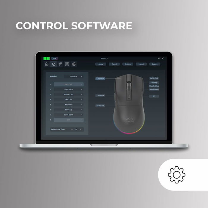 Souris Gaming Mars Gaming MMT3W Blanc