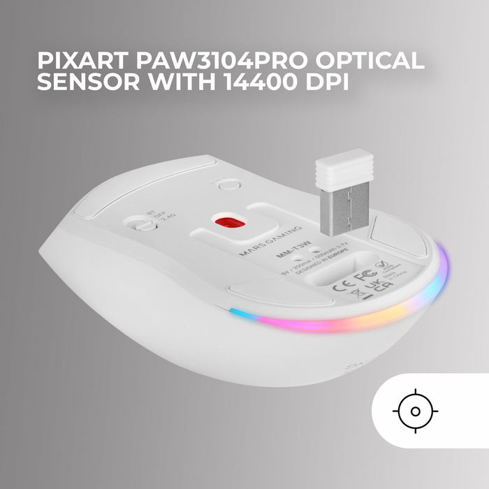 Souris Gaming Mars Gaming MMT3W Blanc