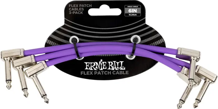 Ernie Ball Cable Flex Patch 6 pouces Violet - Pack de 3