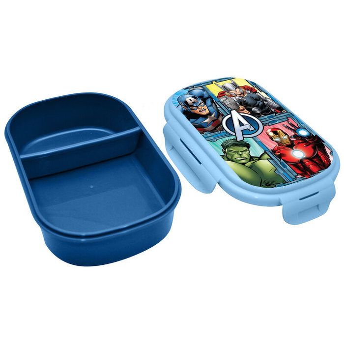 Kids Licensing - Sandwichera (Boîte à Sandwich) Avengers Marvel, Taille 21x14x6 cm avec Couvert, Sans BPA, Compatible Lave-Vaisselle, Congélateur et Micro-Ondes