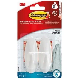 3M COMMAND 2 crochets adhésifs - Blanc - Design moyen