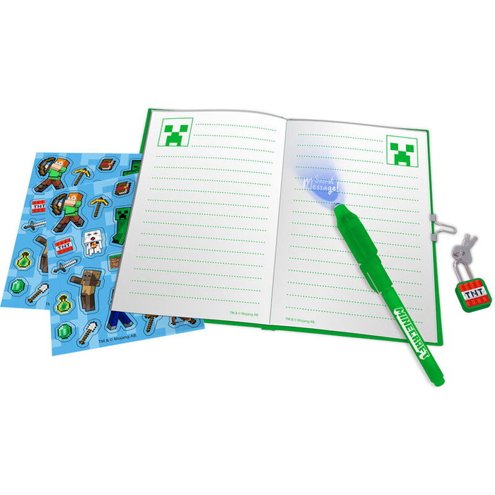 KIDS LICENSING - Diario con boligrafo magico Minecraft - Journal avec stylo magique Minecraft - Agenda et fournitures de jeu
