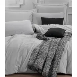 Parure de lit King Size Gris - 1 Housse de couette 220 x 240 cm + 2 Taies d'oreiller 60 x 60 cm - Mélange Coton/Polyester 65/35 - 120 Fils - Lavable Machine