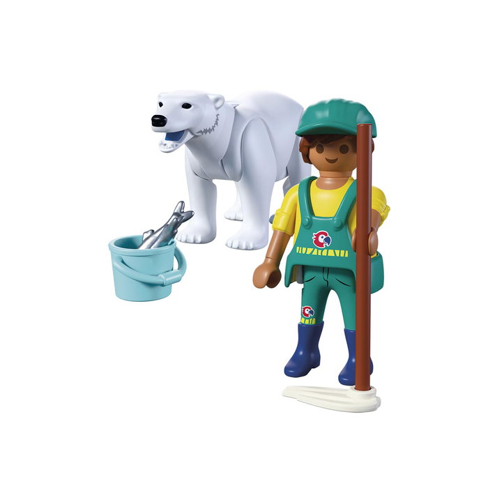 PLAYMOBIL Zoo 72090 - Ours Polaire et Soigneur - Set de Figurines et Accessoires - Version Espagnole PLAYMOBIL Zoo 72090 - Ours Polaire et Soigneur - Set de Figurines et Accessoires - Version Espagnole