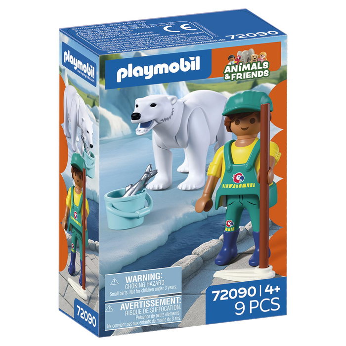 PLAYMOBIL Zoo 72090 - Ours Polaire et Soigneur - Set de Figurines et Accessoires - Version Espagnole PLAYMOBIL Zoo 72090 - Ours Polaire et Soigneur - Set de Figurines et Accessoires - Version Espagnole