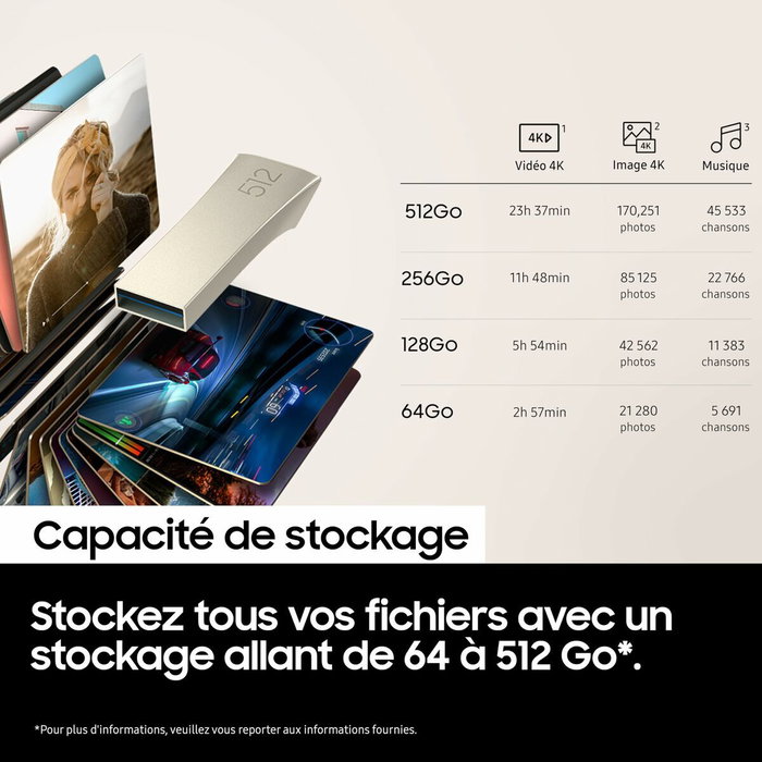 Clé USB Samsung MUF-512BE3/APC Champagne Argenté 512 GB