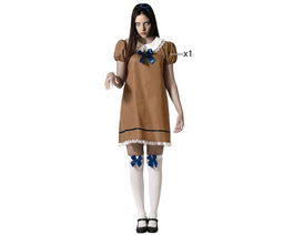 Déguisement Poupée Terrifiante, Robe Marron Pour Femme Taille XL, Halloween, Polyester