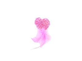 Freedog Cœur avec Plumeau Rose 13 x 6,5cm