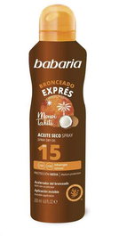 Babaria - Bruma Solar Aceite Seco Factor15 200 ml - Brume solaire huile sèche indice 15 - Produit en espagnol