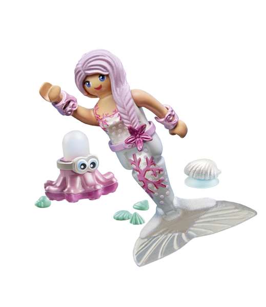 Playmobil - Sirène avec poulpe - 70368 - Figurine et animal aquatique avec jet d'eau - Jouet pour enfants dès 4 ans