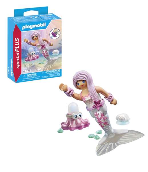 Playmobil - Sirène avec poulpe - 70368 - Figurine et animal aquatique avec jet d'eau - Jouet pour enfants dès 4 ans