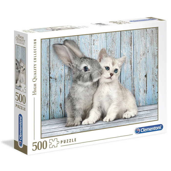 CLEMENTONI Puzzle 500 Pièces Chat et Lapin - 49 x 36 cm CLEMENTONI Puzzle 500 Pièces Chat et Lapin - 49 x 36 cm
