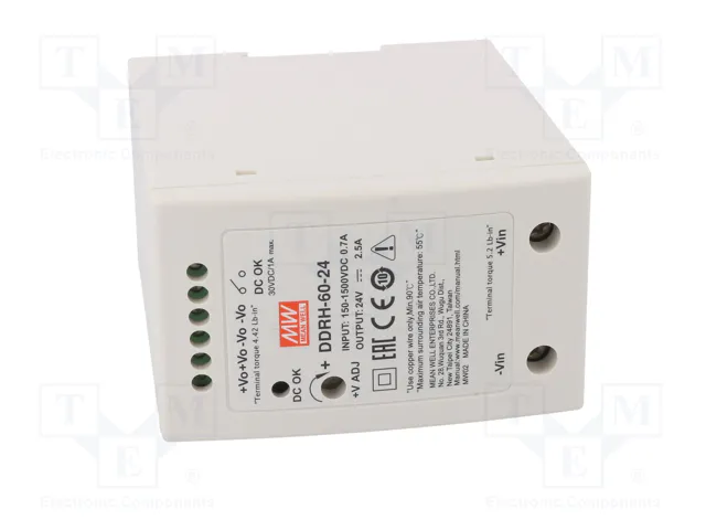 MEAN WELL DDRH-60-24 Convertisseur DC/DC 60W 24VDC 150-1500VDC Rail DIN MEAN WELL DDRH-60-24 Convertisseur DC/DC 60W 24VDC 150-1500VDC Rail DIN