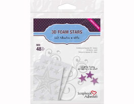 Scrapbook Adhesives by 3L Adhésif mousse 3D étoiles blanc tailles assorties 48u.