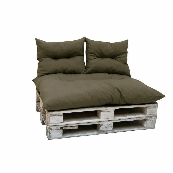 Jardin Prive Kit palette classic taupe avec matelas et 2 coussins de dossier