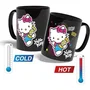 Konix Mug thermoréactif Hello Kitty 320 ml motif bonbons noir - effet magique avec boisson chaude