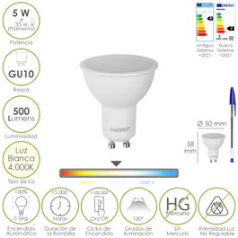 MAURER Ampoule LED dicroïque GU10 5W 500 lumens 4000K