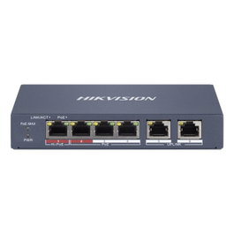 Hikvision - Switch PoE Manageable 4 Ports Fast Ethernet, Compatible 802.3at/af/bt, Topologie Réseau et Protection Surtension