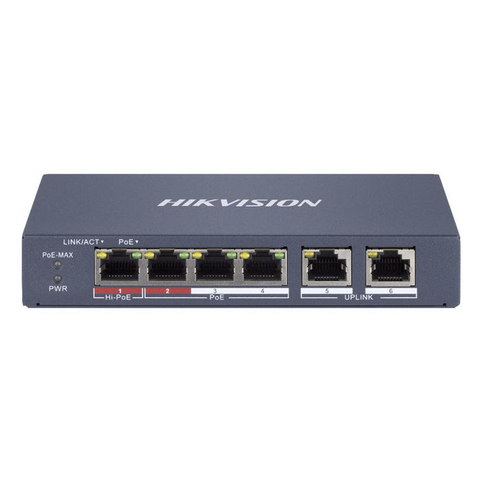 Hikvision - Switch PoE Manageable 4 Ports Fast Ethernet, Compatible 802.3at/af/bt, Topologie Réseau et Protection Surtension Hikvision - Switch PoE Manageable 4 Ports Fast Ethernet, Compatible 802.3at/af/bt, Topologie Réseau et Protection Surtension