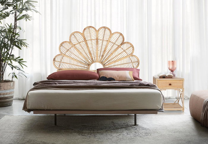 Cabecero en ratán natural 180 cm, fabrication artisanale, tête de lit, 155 cm de hauteur, 4 cm d'épaisseur, livré sans montage, Giner y Colomer