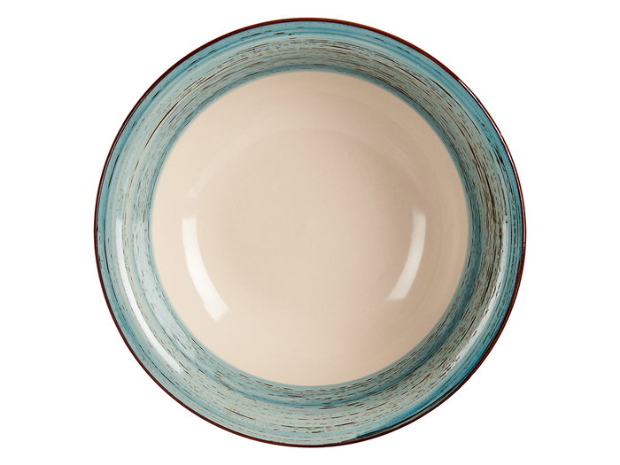 VESSIA Plat creux en grès Cenefé 3D Bleu 21cm