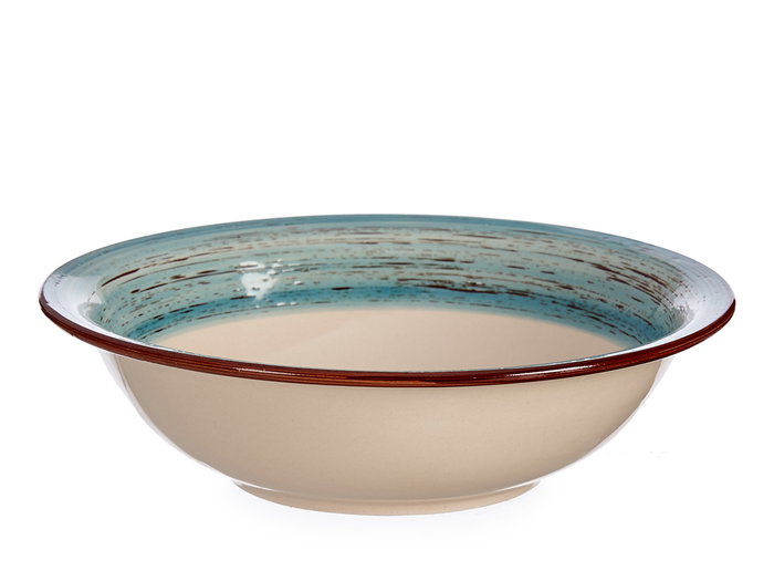 VESSIA Plat creux en grès Cenefé 3D Bleu 21cm