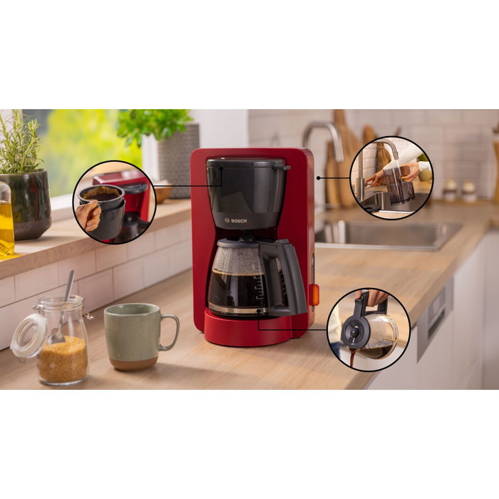 BOSCH TKA3M134 Cafetière électrique 1200 W 1,25 L Rouge