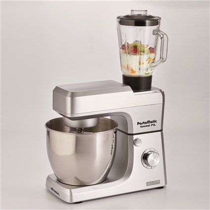 Ariete 1598/1 Robot de cuisine multifonction Gourmet 7L avec bol inox, jarre en verre 1,5L Pastamatic - 6 vitesses + fonction pulse