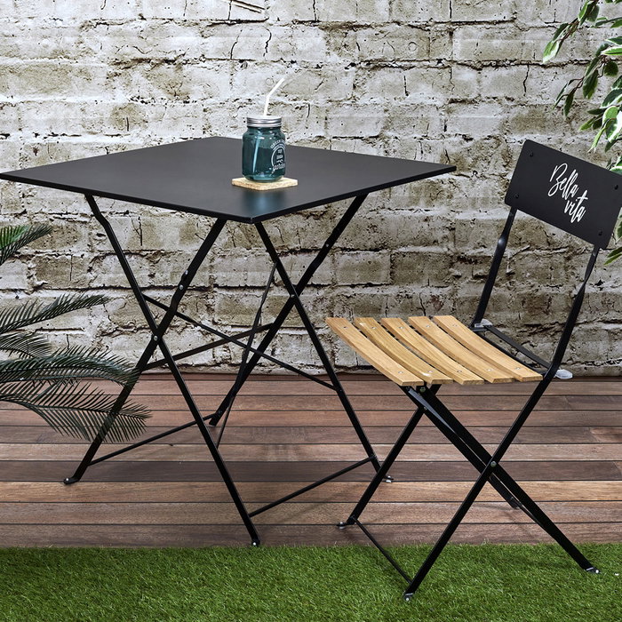 Home Deco Factory Table pliante noire 70x70x71 cm Home Deco Factory Table pliante noire 70x70x71 cm