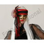 Atosa Antifaz Métallique Doré Style Pirate avec Nœud Rouge et Noir