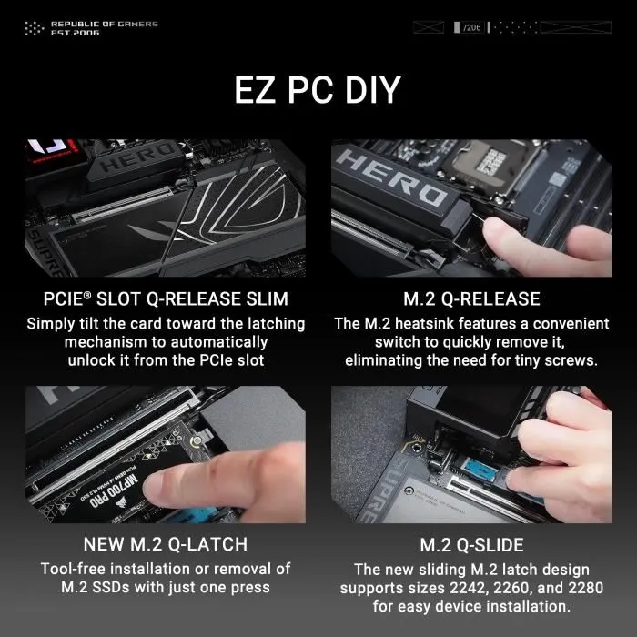 ASUS ROG MAXIMUS Z890 HERO, Carte mère Gaming Z890, Socket LGA1851, DDR5, PCIe 4.0, USB 3.2