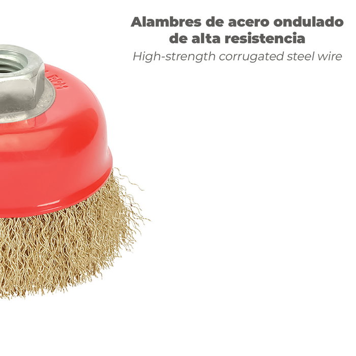 WOLFPACK LINEA PROFESIONAL Cepillo Taza en Acier Laitonné 65 mm M14 WOLFPACK LINEA PROFESIONAL Cepillo Taza en Acier Laitonné 65 mm M14